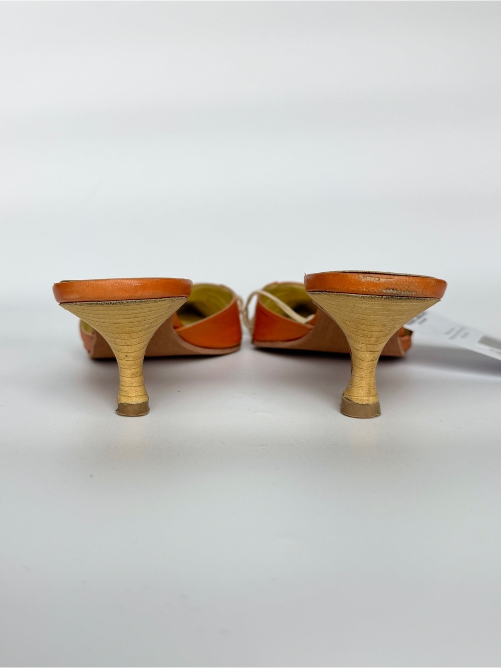 Vintage Manolo Blahnik Orange Pointed Lace-Up Mule with Laces size US 7 - Picture 4 of 6